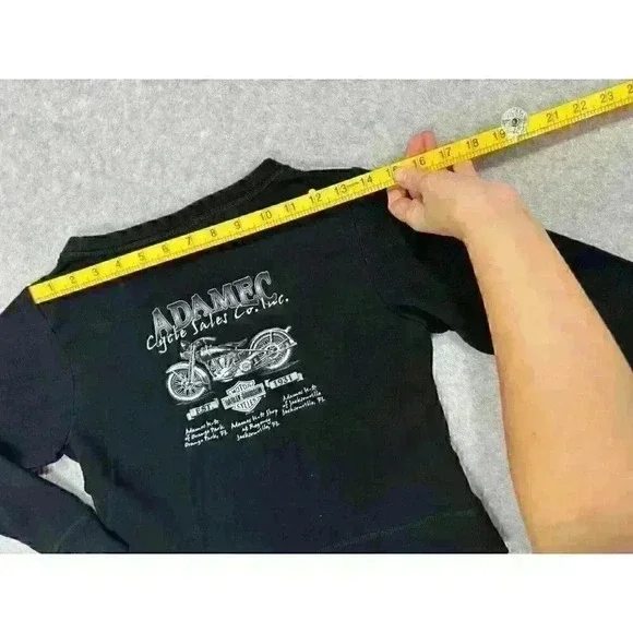 VTG Y2K Harley-Davidson Women’s V-Neck Sweater XS Black Pullover Biker Florida - Picture 13 of 14